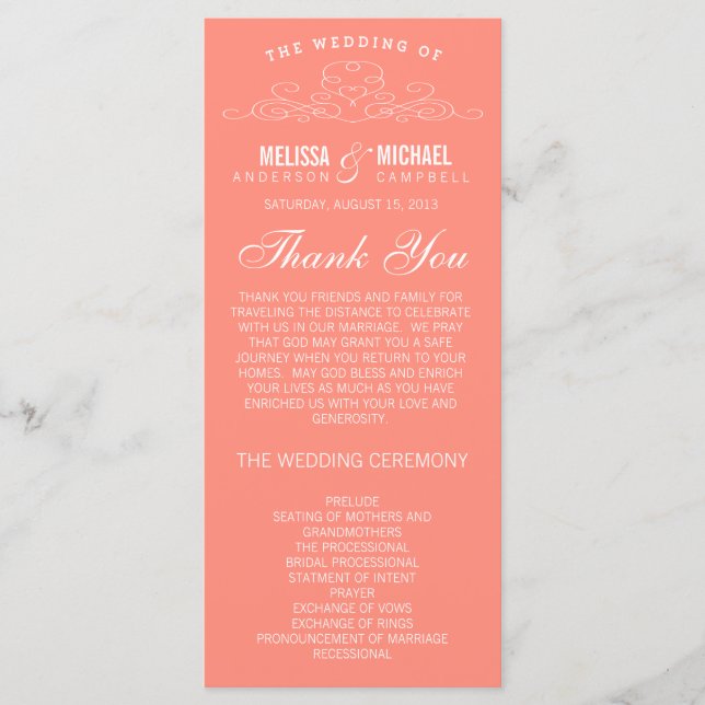 VINTAGE ELEGANCE | WEDDING PROGRAM PROGRAMME (Front)