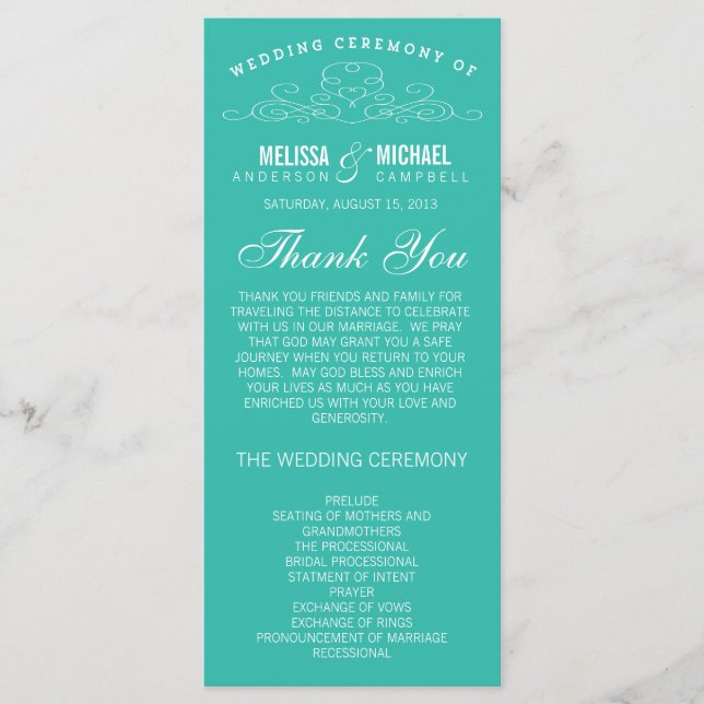 VINTAGE ELEGANCE | WEDDING PROGRAM PROGRAMME (Front)