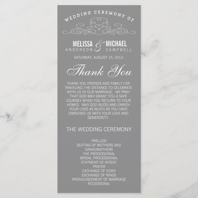 VINTAGE ELEGANCE | WEDDING PROGRAM PROGRAMME (Front)