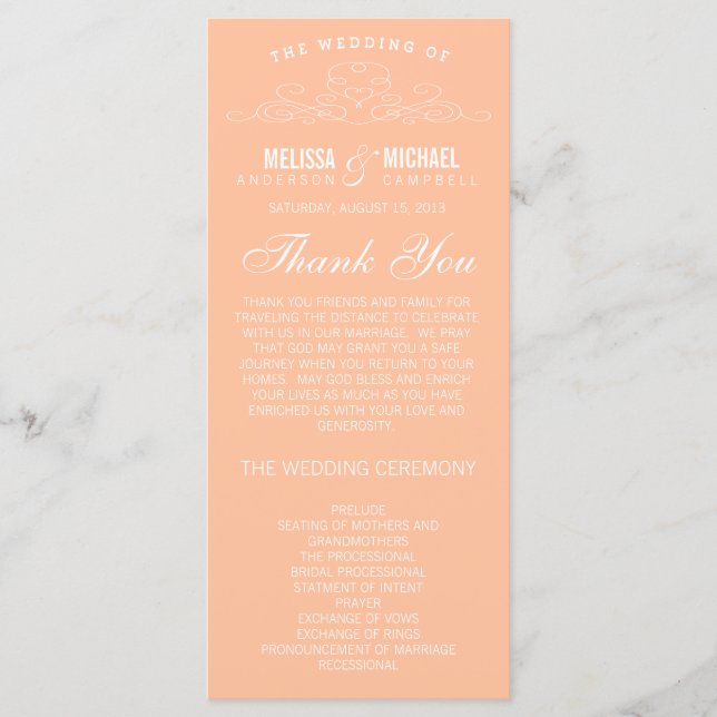 VINTAGE ELEGANCE | WEDDING PROGRAM PROGRAMME (Front)