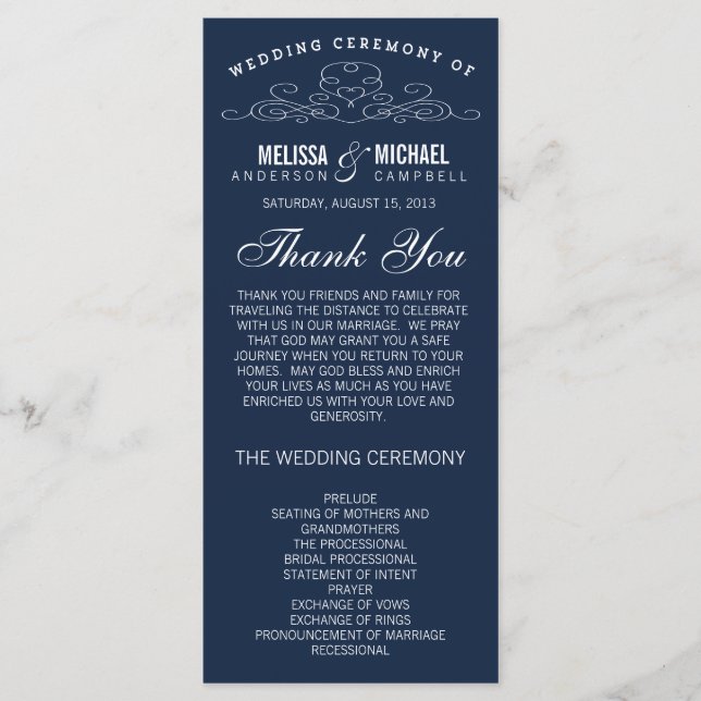 VINTAGE ELEGANCE | WEDDING PROGRAM PROGRAMME (Front)