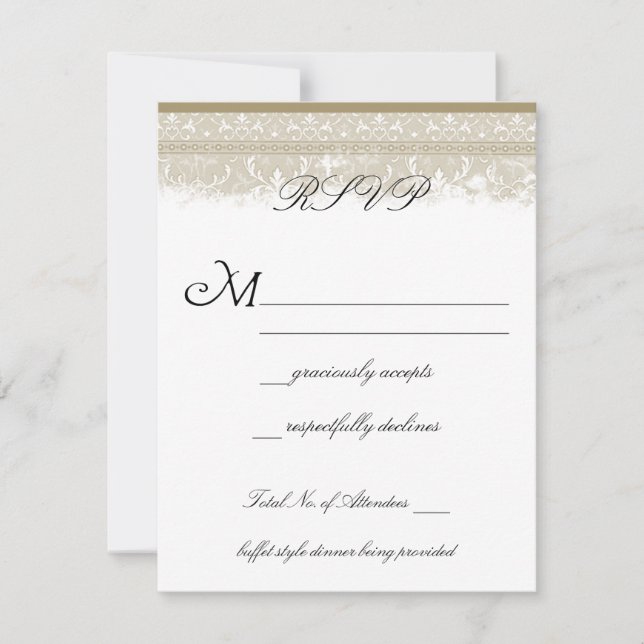 Vintage Elegance Wedding RSVP Cards (Front)