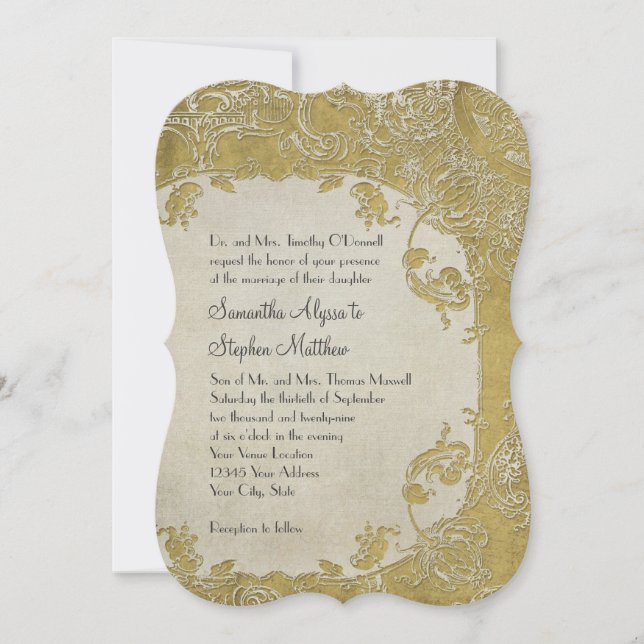 Vintage Elegance Wedding Toile Floral Damask Invitation (Front)
