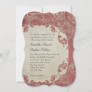 Vintage Elegance Wedding Toile Floral Damask Invitation