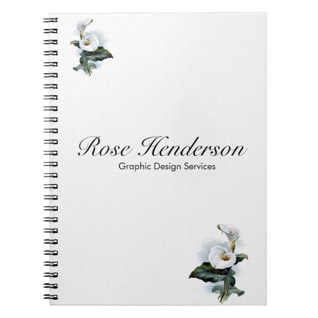 Vintage Elegance White Calla Lily Notebook (Front)