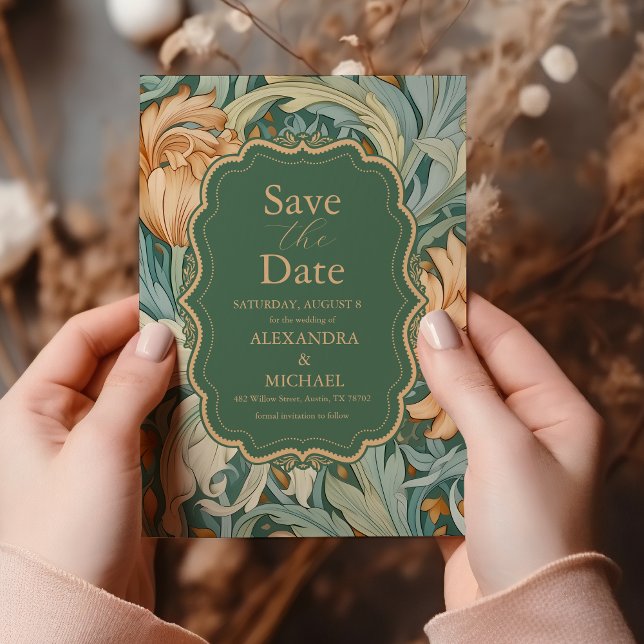 Vintage Elegance William Morris Floral Wedding Save The Date (Creator Uploaded)