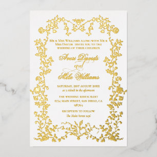 Vintage Eleganse Golden Flowers Frame Wedding
