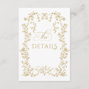 Vintage Eleganse Golden Flowers Photo Wedding Enclosure Card