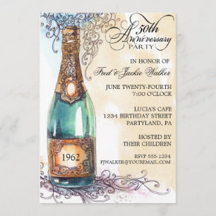 Vintage Elegant 50th Anniversary Party Invitations
