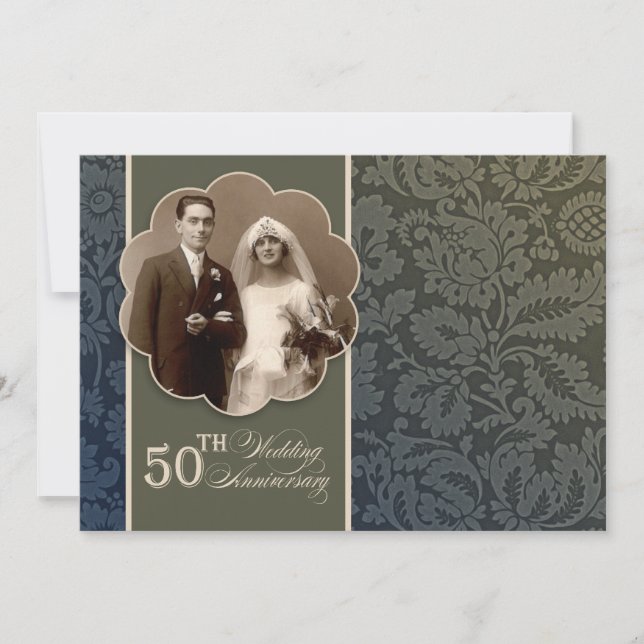 vintage elegant 50th wedding anniversary invites (Front)
