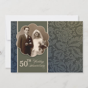 vintage elegant 50th wedding anniversary invites