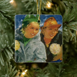 Vintage Elegant and Stylish Women, Best Friends! Ceramic Tree Decoration