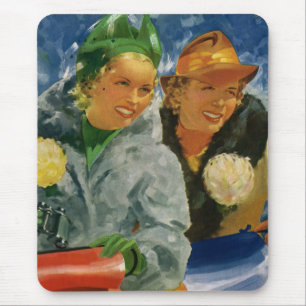 Vintage Elegant and Stylish Women, Best Friends! Mouse Mat