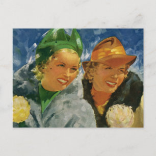 Vintage Elegant and Stylish Women, Best Friends! Postcard