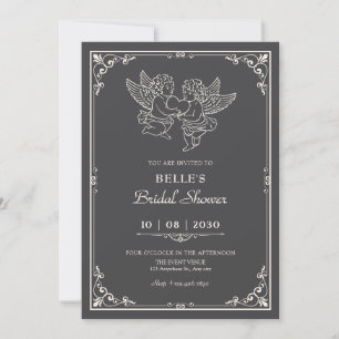 Vintage elegant angels bridal shower invitation