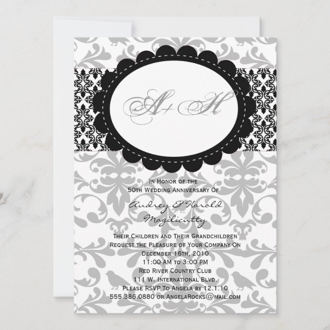 Vintage Elegant Anniversary Party Invitation (Front)