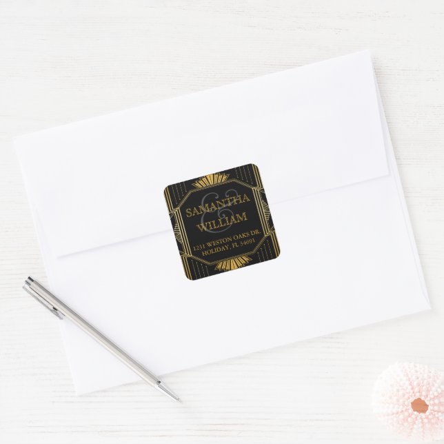 Vintage Elegant Art Deco Black Gold Address Label  (Envelope)