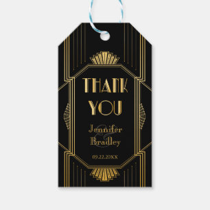 Vintage Elegant Art Deco Black Gold Wedding Gift Tags