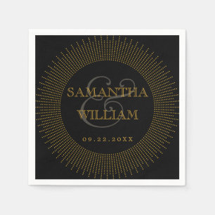 Vintage Elegant Art Deco Black Gold Wedding Napkin