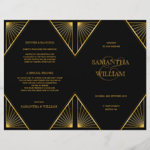 Vintage Elegant Art Deco Black Gold Wedding Progra