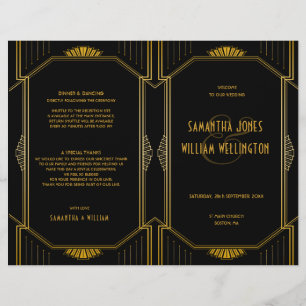 Vintage Elegant Art Deco Gold Wedding Program