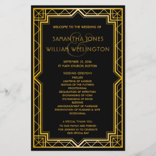 Vintage Elegant Art Deco Gold Wedding Program