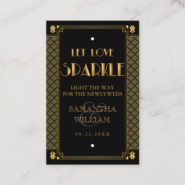 Vintage Elegant Art Deco Gold Wedding Send-Off Tag (Front)