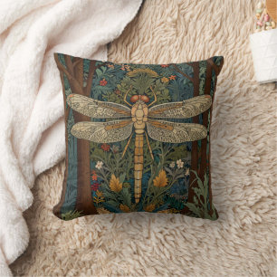 Vintage elegant art nouveau dragonfly boho chic cushion