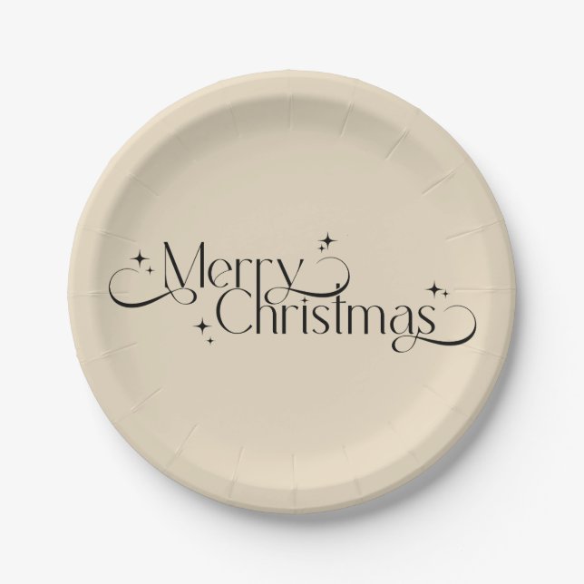 Vintage Elegant Black and Gold Christmas   Paper Plate (Front)