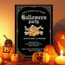 Vintage Elegant Black Golden Rose Halloween Party
