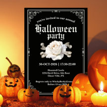 Vintage Elegant Black Silver Rose Halloween Party