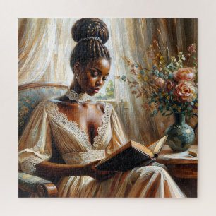 Vintage Elegant Black Woman Reading A Book Puzzle