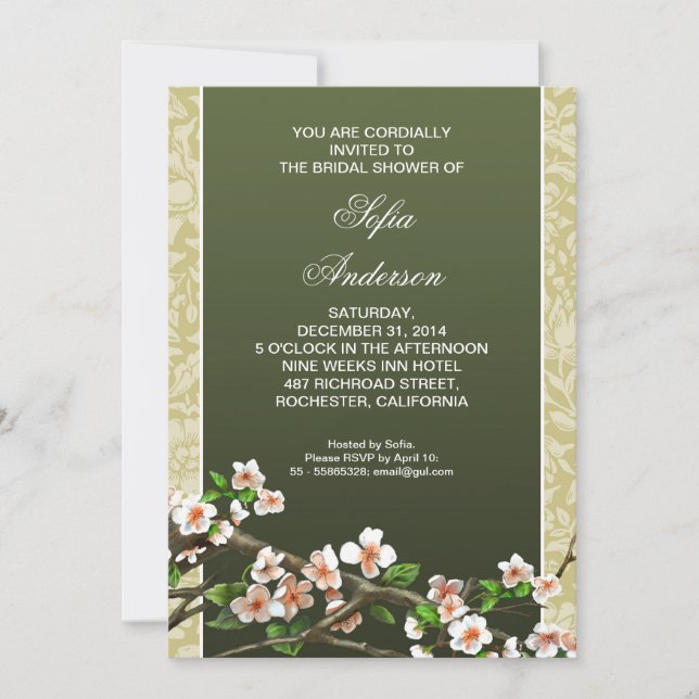 vintage elegant blossoms bridal shower invitation (Front)