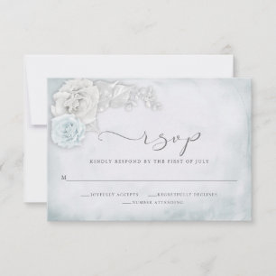 Vintage Elegant Blue and Porcelain Roses RSVP Card