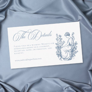 Vintage Elegant Blue Crest Garden Wedding Enclosure Card