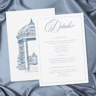 Vintage Elegant Blue Crest Garden Wedding Enclosure Card