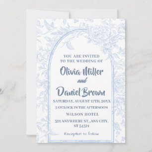 Vintage Elegant blue Floral Arch Wedding Invitation
