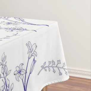Vintage Elegant Blue Floral Pattern Spring Tablecloth