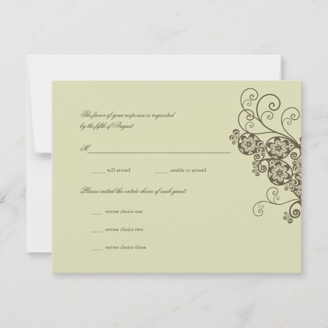 Vintage Elegant Boho Floral Paisley Wedding RSVP (Front)