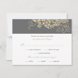 Vintage Elegant Boho Floral Paisley Wedding RSVP Card