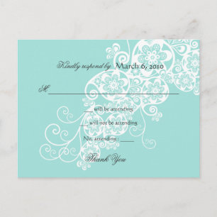 Vintage Elegant Boho Floral Paisley Wedding RSVP Invitation Postcard