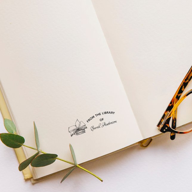 Vintage Elegant Books From The Library Of Self-inking Stamp (Creator Uploaded)