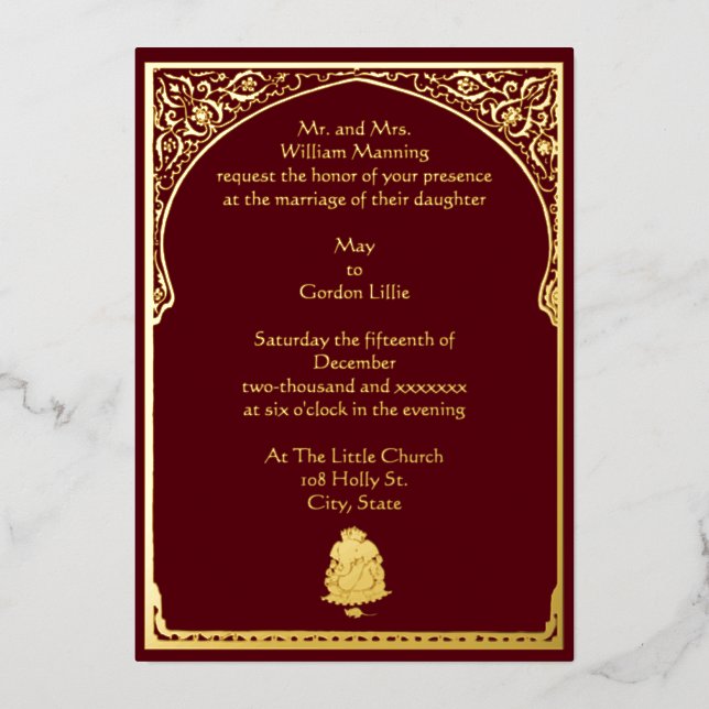 Vintage Elegant Border & Ganesh Indian Wedding (Front)