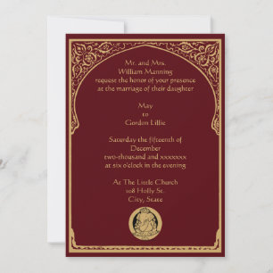 Vintage Elegant Border & Ganesh Indian Wedding Invitation