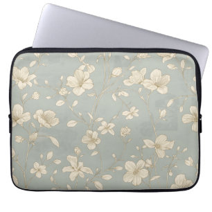 Vintage Elegant Botanical Line Art Laptop Sleeve