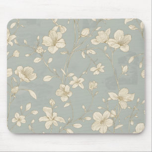 Vintage Elegant Botanical Line Art Mouse Mat
