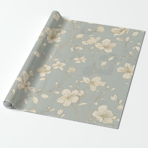 Vintage Elegant Botanical Line Art Wrapping Paper