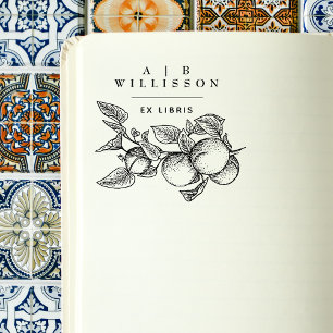 Vintage Elegant Botanical Oranges Ex Libris Book Rubber Stamp