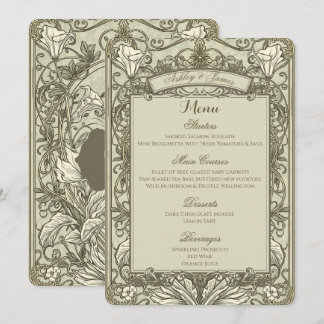 Vintage Elegant Brown Gold Floral Wedding Menu