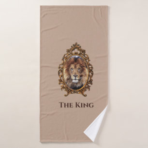 Vintage Elegant Brown Lion King Retro Dads  Bath Towel Set